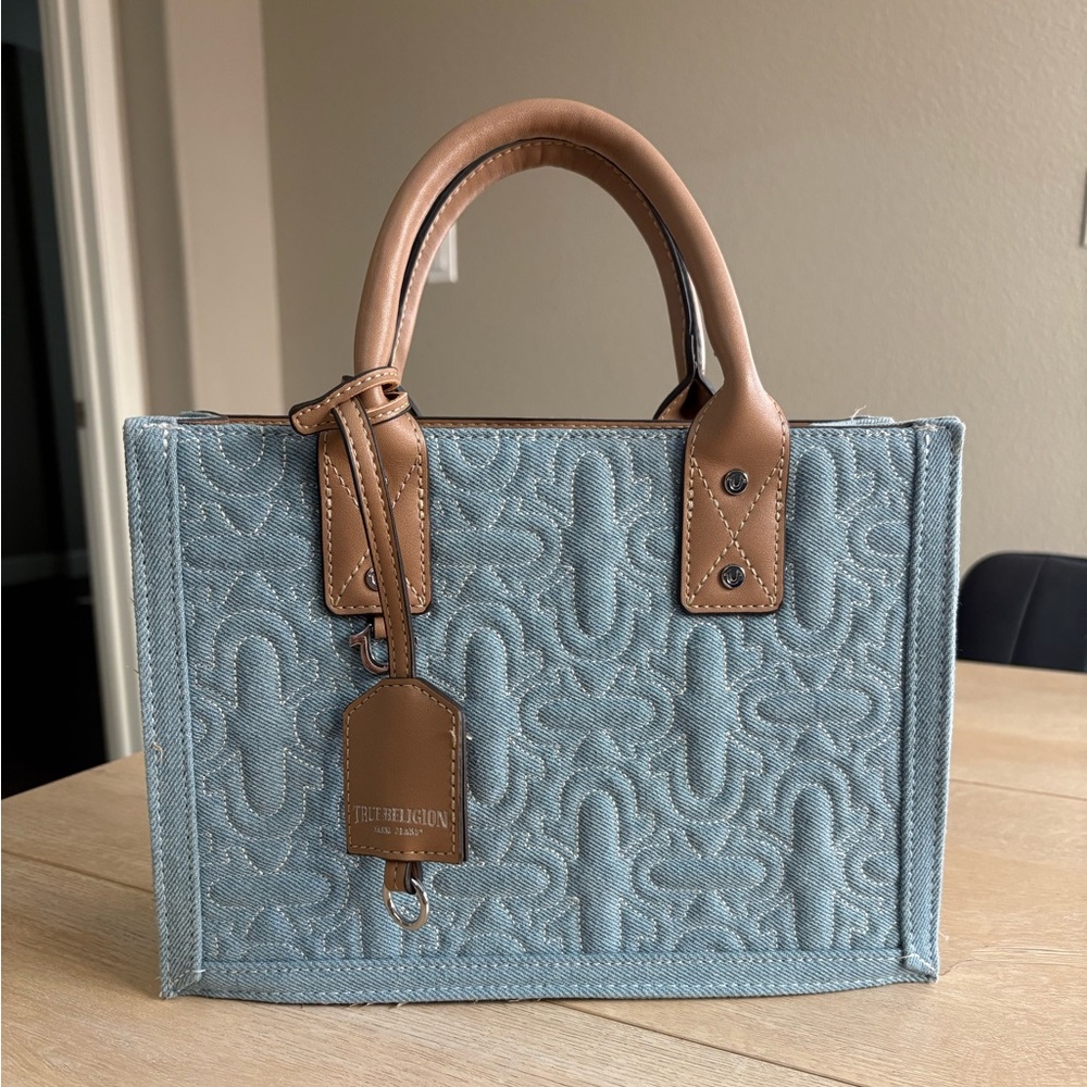 Blue Embroidered True religion bag